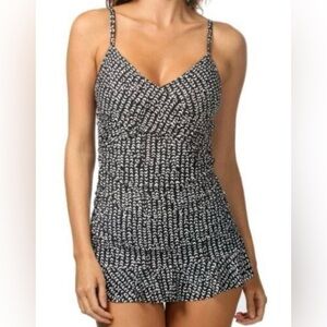 La Blanca Black and White Tummy Control Swim Dress Size 12